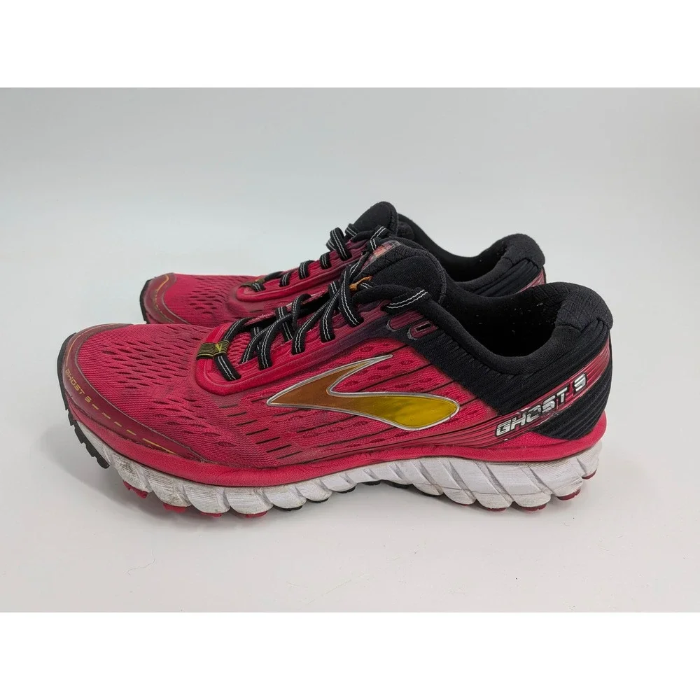 Brooks Ghost 9 Womens Running‎ Shoes Pink Black Gold 1202251B656 Size 8.5